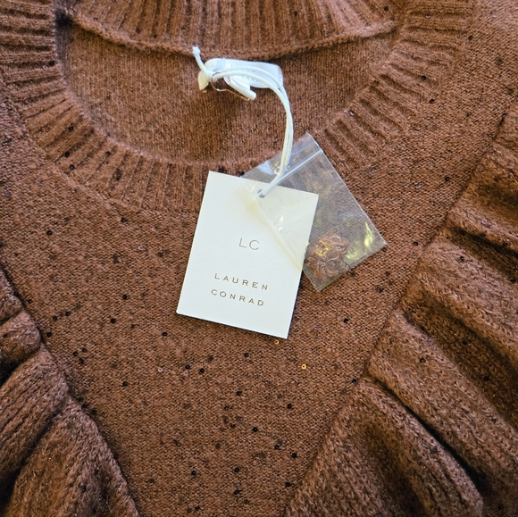 Women's Lauren Conrad Ruffled Sweater - Mauve - Picture 3 of 5